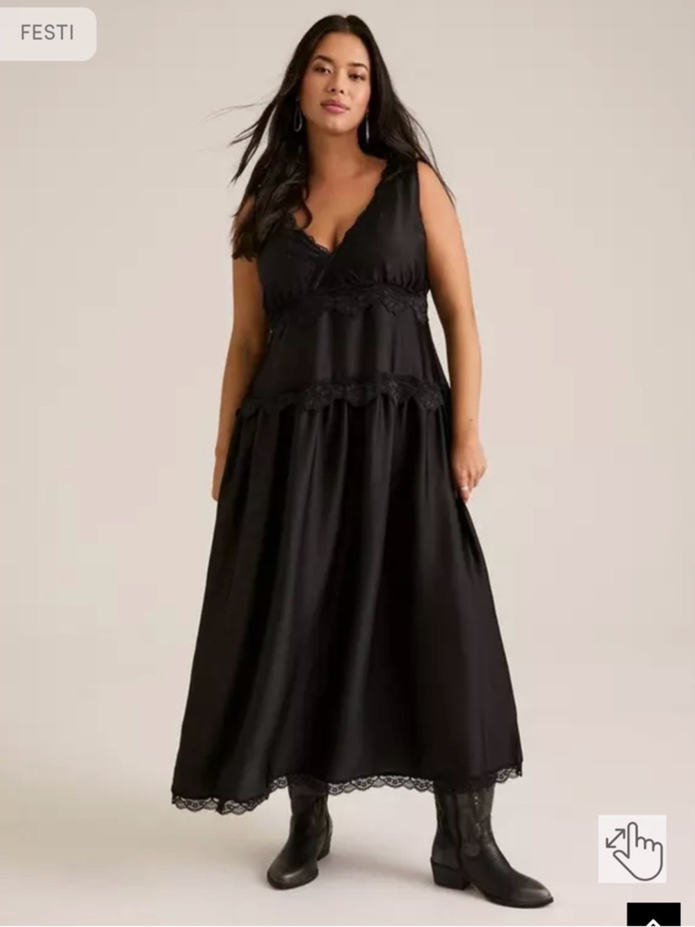 Plus-Size Festi Lace Trim Maxi Dress